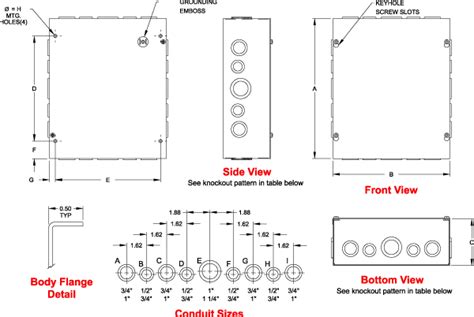 junction box rear knockout|1 2 knockout hole size.